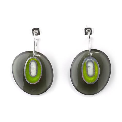 Green Pebble Eye Reversible Oval Creole Earrings | The Jewellery Stop