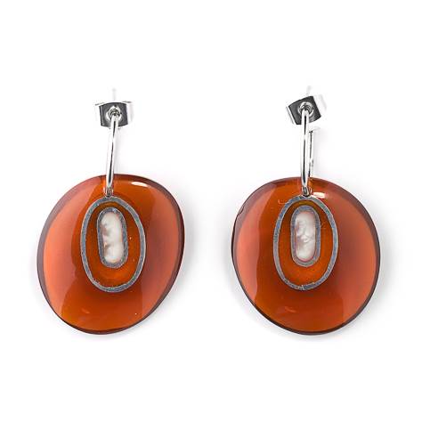 Orange Pebble Eye Reversible Oval Creole Earrings | The Jewellery Stop