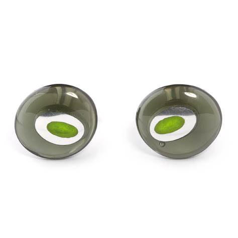 Green Pebble Eye Oval Cufflinks | The Jewellery Stop