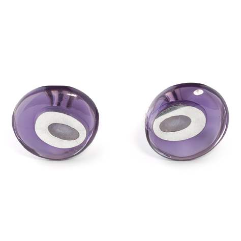 Purple Pebble Eye Oval Cufflinks | The Jewellery Stop