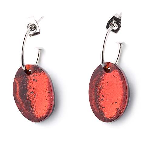 Red Classic Ovals Creole Earrings | The Jewellery Stop