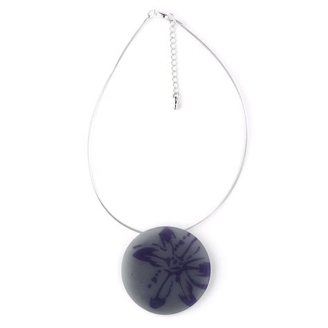 Grey Matte Flower Pendant | The Jewellery Stop