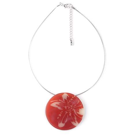 Red Matte Flower Pendant | The Jewellery Stop