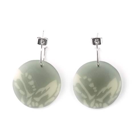 Green Matte Flower Creole Earrings | The Jewellery Stop