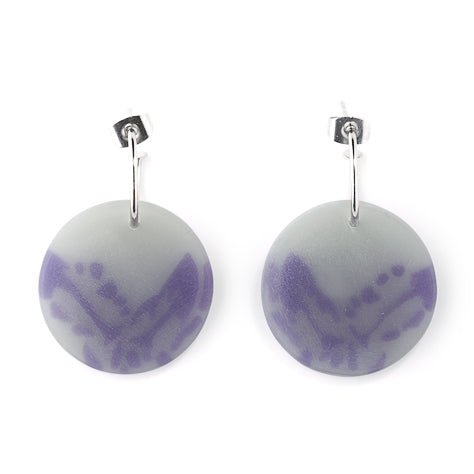 Grey Matte Flower Creole Earrings | The Jewellery Stop
