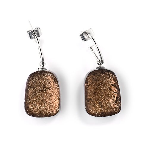 Brown Swivel Rectangle Creole Earrings | The Jewellery Stop
