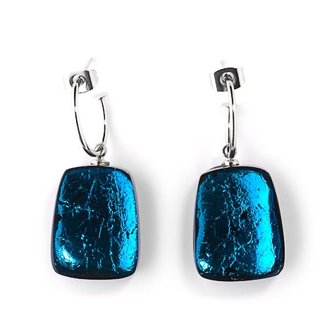 Navy Swivel Rectangle Creole Earrings | The Jewellery Stop