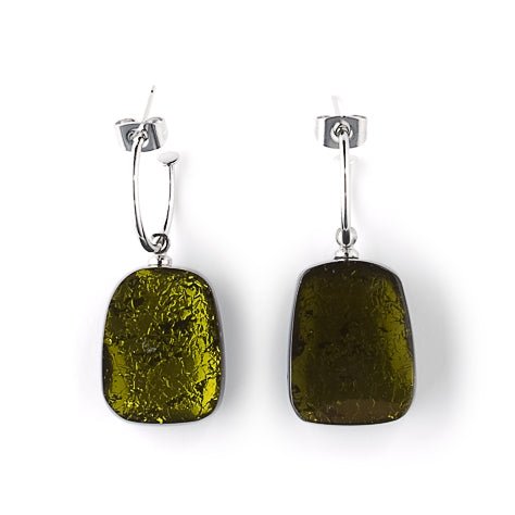 Olive Swivel Rectangle Creole Earrings | The Jewellery Stop