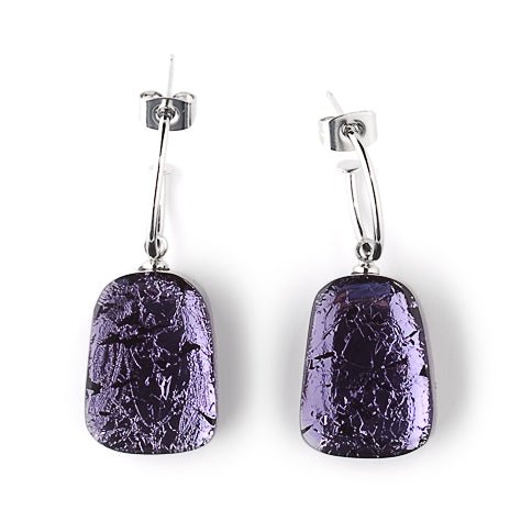 Purple Swivel Rectangle Creole Earrings | The Jewellery Stop