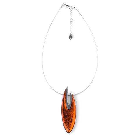 Amber Pewter Curve Pendant
