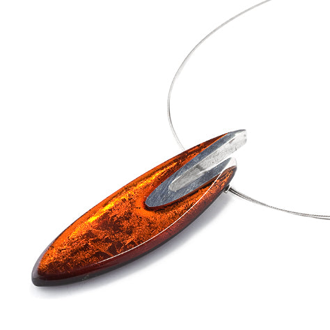 Amber Pewter Curve Pendant