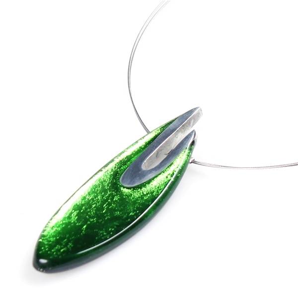 Green Pewter Curve Pendant
