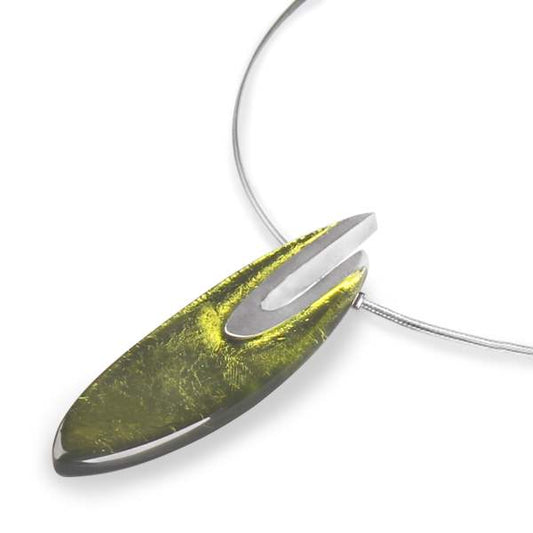 Olive Pewter Curve Pendant | The Jewellery Stop