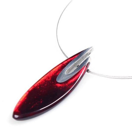 Red Pewter Curve Pendant | The Jewellery Stop