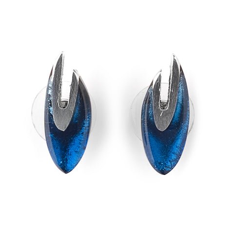 Navy Pewter Curve Stud Earrings | The Jewellery Stop