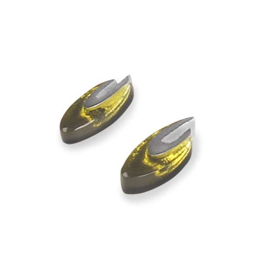 Olive Pewter Curve Stud Earrings | The Jewellery Stop
