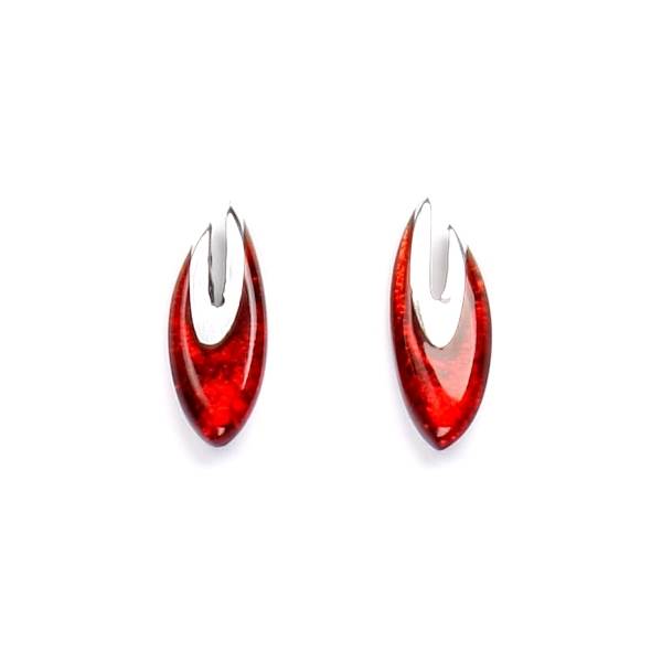 Red Pewter Curve Stud Earrings | The Jewellery Stop