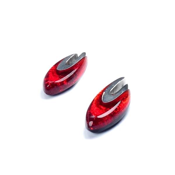 Red Pewter Curve Stud Earrings | The Jewellery Stop
