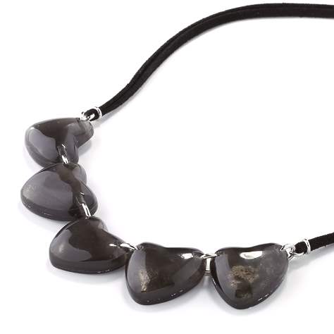 Black Love Heart Necklace on Cord | The Jewellery Stop