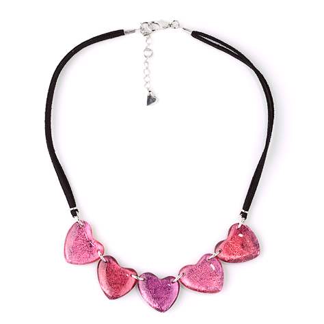 Pink Love Heart Necklace on Cord