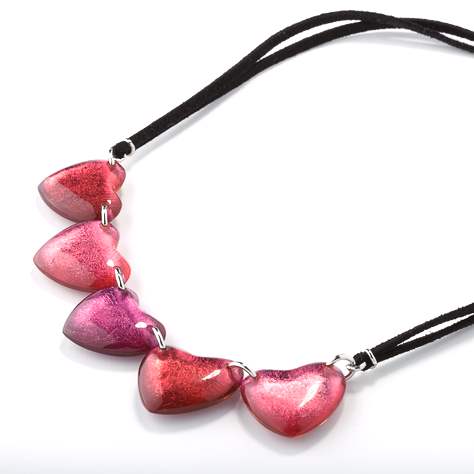 Pink Love Heart Necklace on Cord