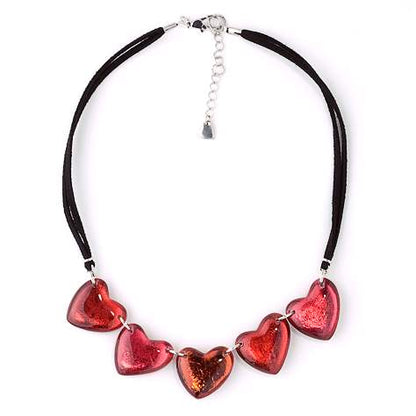 Red Love Heart Necklace on Cord