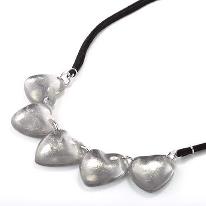 Silver Love Heart Necklace on Cord