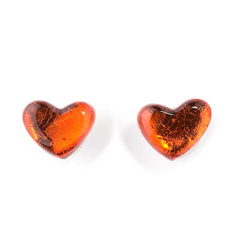 Orange Love Heart Stud Earrings