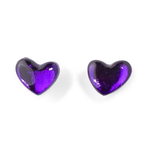 Purple Love Heart Stud Earrings | The Jewellery Stop