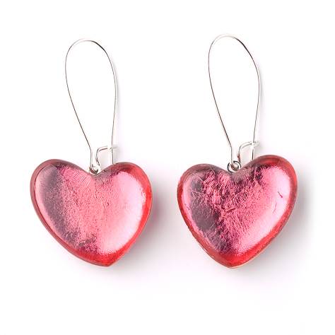 Pink Love Heart Loop Earrings | The Jewellery Stop