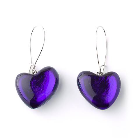 Purple Love Heart Loop Earrings | The Jewellery Stop