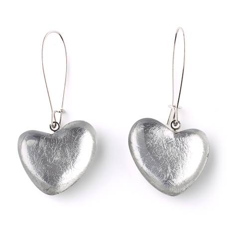 Silver Love Heart Loop Earrings