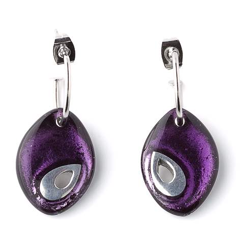 Purple Classic Splash Creole Earrings | The Jewellery Stop