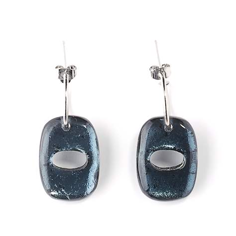 Blue Cat Eye Creole Earrings | The Jewellery Stop