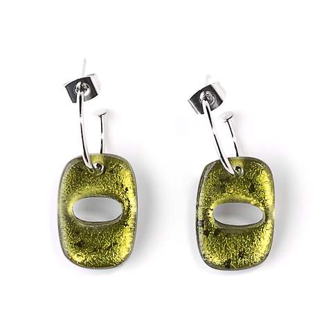 Green Cat Eye Creole Earrings | The Jewellery Stop