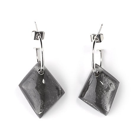 Black Classic Patchwork Creole Earrings | The Jewellery Stop