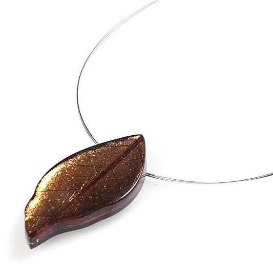 Brown Skeletal Leaf Large Pendant | The Jewellery Stop