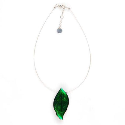 Green Skeletal Leaf Large Pendant | The Jewellery Stop