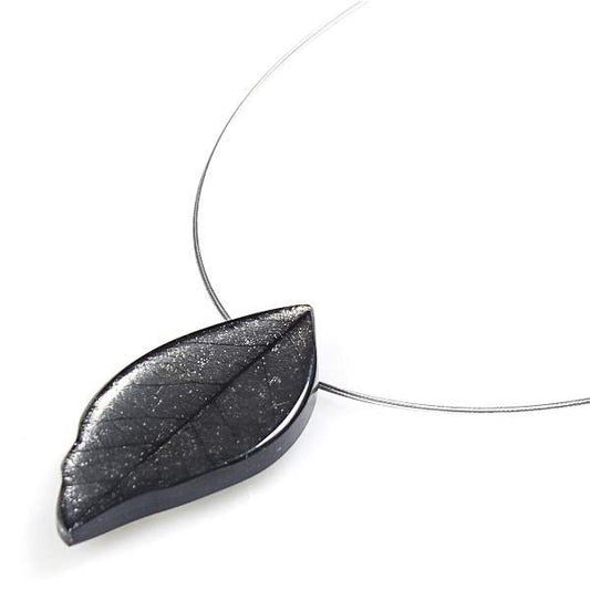 Grey Skeletal Leaf Large Pendant | The Jewellery Stop