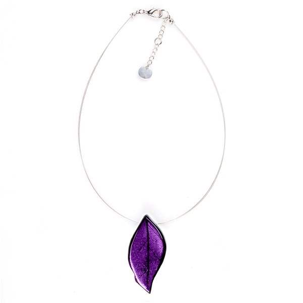 Purple Skeletal Leaf Large Pendant | The Jewellery Stop