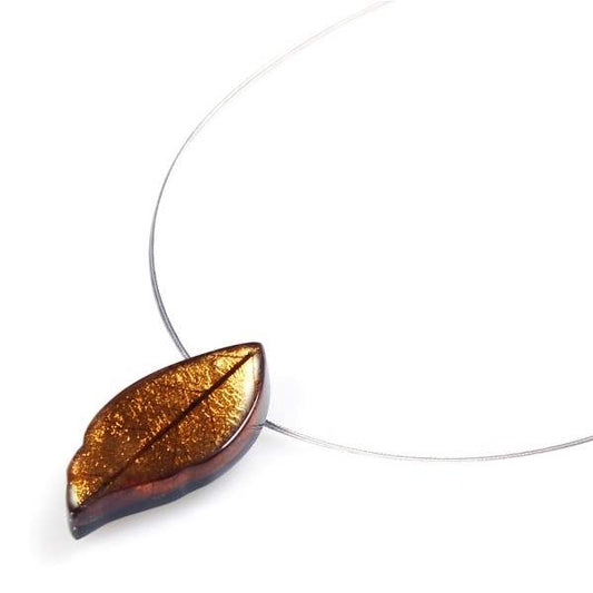 Brown Skeletal Leaf Small Pendant | The Jewellery Stop