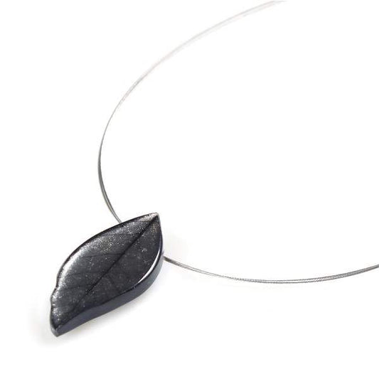 Grey Skeletal Leaf Small Pendant | The Jewellery Stop
