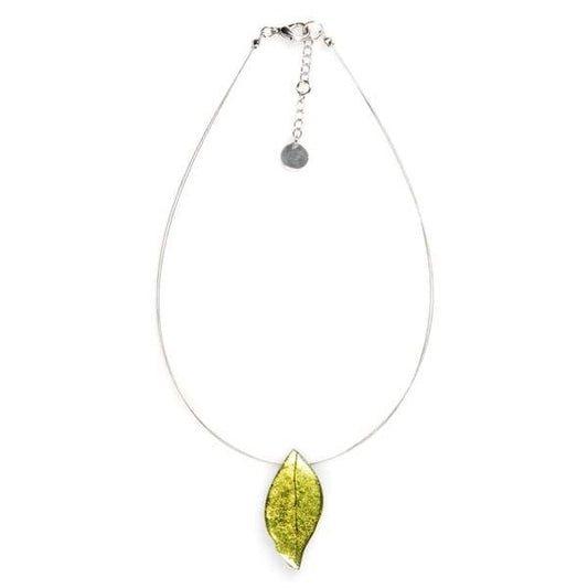 Lime Skeletal Leaf Small Pendant | The Jewellery Stop