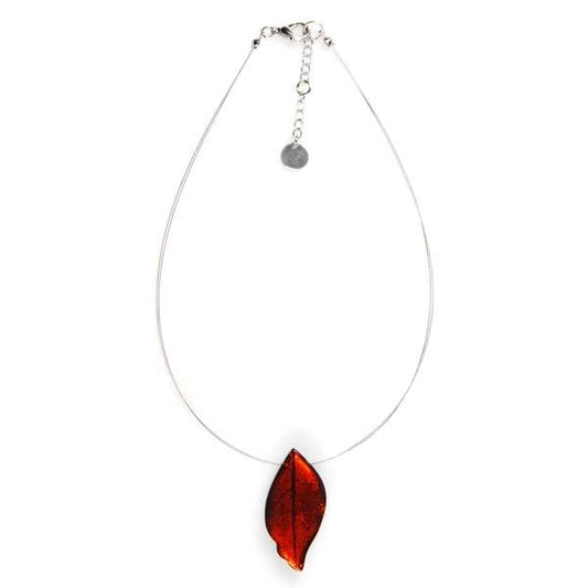 Orange Skeletal Leaf Small Pendant | The Jewellery Stop