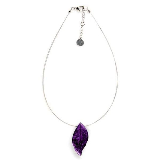 Purple Skeletal Leaf Small Pendant | The Jewellery Stop