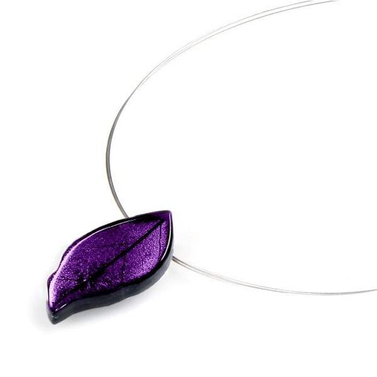 Purple Skeletal Leaf Small Pendant | The Jewellery Stop