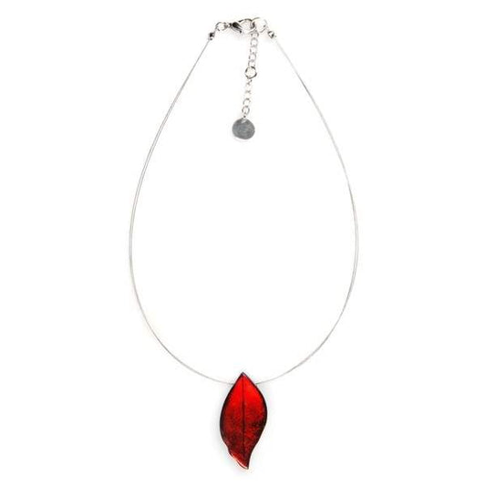 Red Skeletal Leaf Small Pendant | The Jewellery Stop