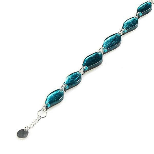 Teal Skeletal Leaf Bracelet | The Jewellery Stop