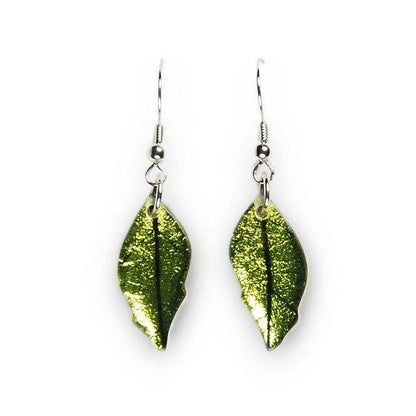 Lime Skeletal Leaf Fish Hook Earrings | The Jewellery Stop
