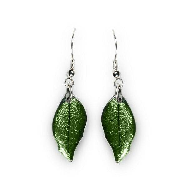 Moss Skeletal Leaf Fish Hook Earrings | The Jewellery Stop
